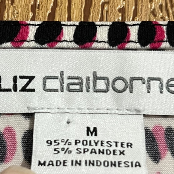 Liz Claiborne Women’s Multi Polka Dotted Print Drape Neck Casual Summer Top Sz-M - Picture 4 of 5